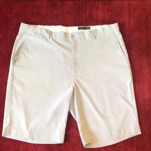 Greg Norman Flat Front Shorts grey & white stripe.